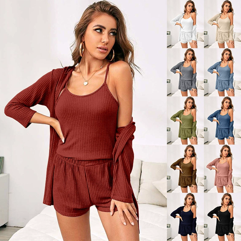 Set, pijama, shorts, bathrobe, 3 piece set, lifting effect