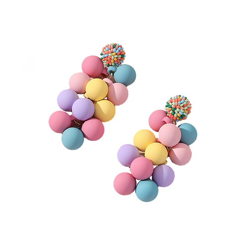 European and American new women's colorful grape long earrings design earrings handmade Amazon hot jewelry wholesale