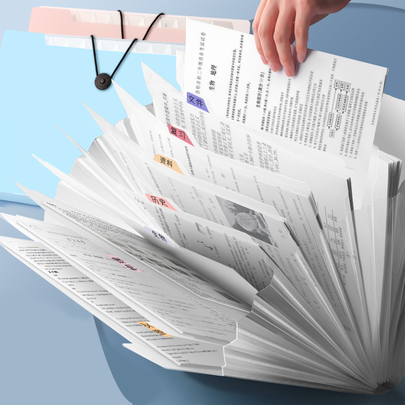 A4 carpeta de bolsa de órgano carpeta de papel de examen de estudiantes multicapa bolsa de almacenamiento de libros de información de gran capacidad bolsa de archivos de oficina