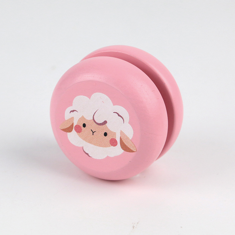 Juguetes de educación temprana de rompecabezas de animales de dibujos animados de yoyo de madera para niños, regalos divertidos y lindos, yoyo al por mayor
