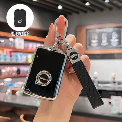 Car key bag, Special Volvo Key Cover for - option-b-business-black-single-case-car-logo-lanyard-buckle