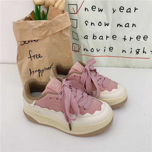 Korean Style Versatile Low-top Sporty Women's Shoes 2024 Spring Student New Thick Sole Canvas Shoes Women Fashion Hong Kong Style