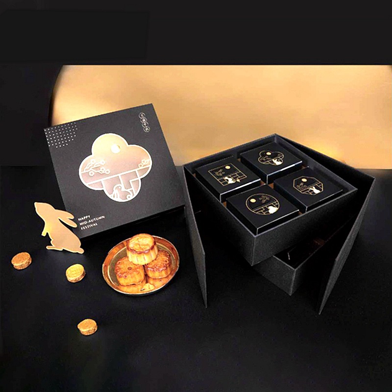 酒店中秋单双层月饼包装盒6粒装礼盒定制精装手提翻盖礼品盒定做