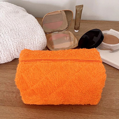 Teddy Fleece Embroidered Quilted Cotton Washcloth Makeup Bag Colorful Fresh and Clean Makeup and Hygiene Travel Storage Bag