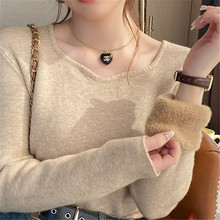 打底衫女冬季加绒加厚秋冬内搭毛衣新款爆款低领针织保暖上衣