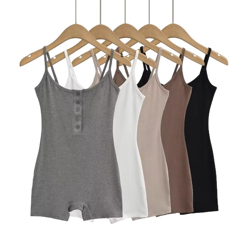 Venerable Girl's Sports Stretch Tight Strap Jumpsuit Women's Sexy Figure Inner Hip Jumpsuit Shorts