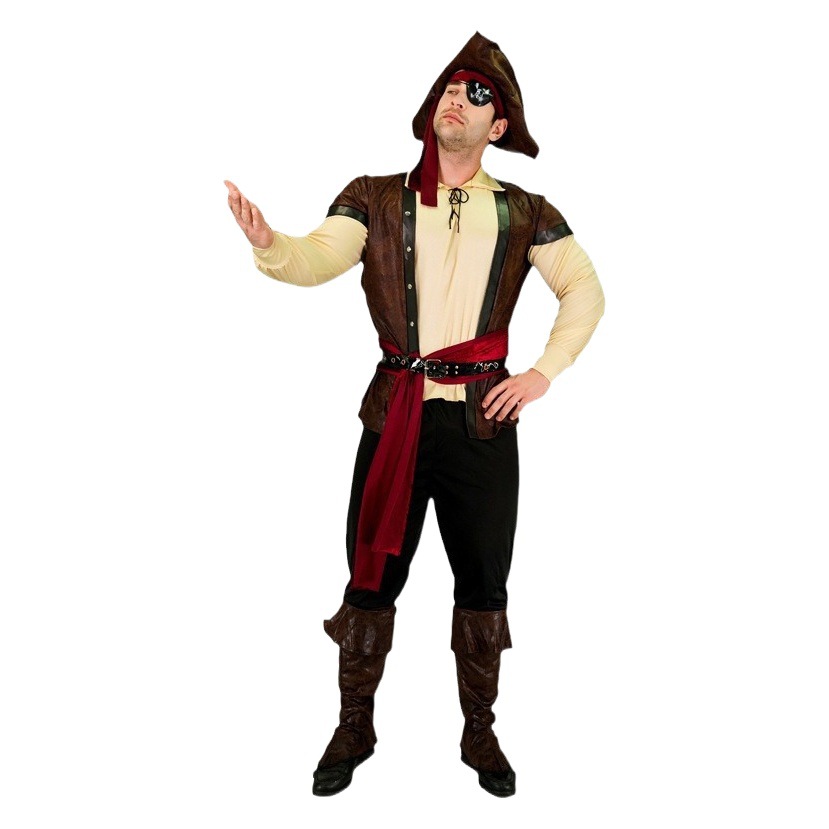 Halloween adulto hombres grandes de cuero pirata rendimiento traje Cosplay juego de rol partido traje de la etapa