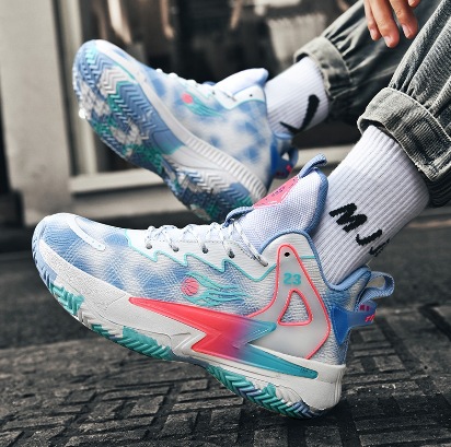 Zapatos de baloncesto Yuan Yuan para hombres y mujeres parejas de tela de malla transpirable antideslizante zapatos deportivos estudiantes jóvenes zapatos de combate real alta