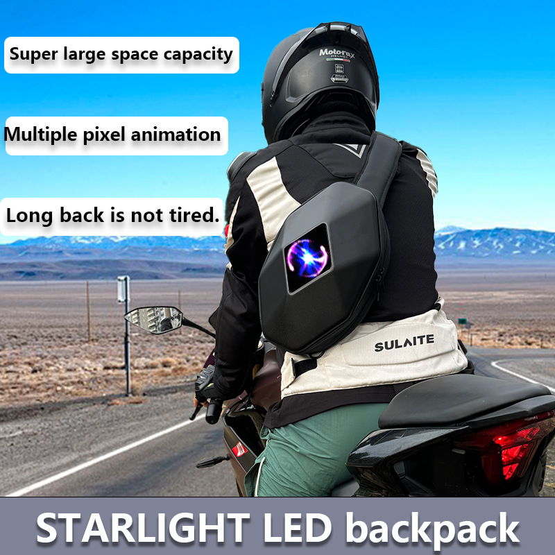Bolsa LED motocicleta jinete duro mochila de hombro locomotora casco de fibra de carbono almacenamiento mochila bicicleta ligera
