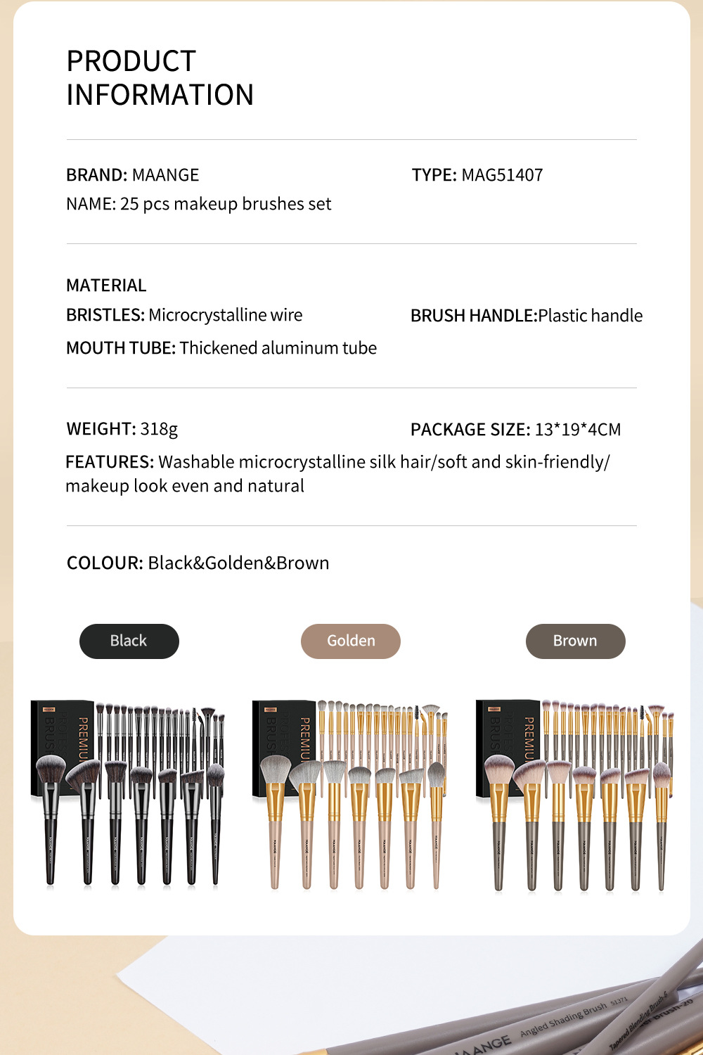 Factory direct sales 25-piece luxury makeup brush set plus box professional beauty tools nylon bristles for beginners