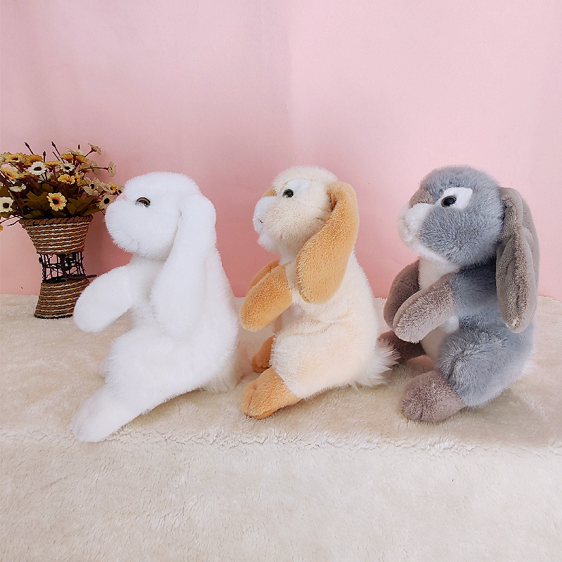 Muñeca de conejo animal de simulación transfronteriza, juguete de peluche de conejo de orejas caídas, muñeca de conejo para niños, regalo de cumpleaños al por mayor