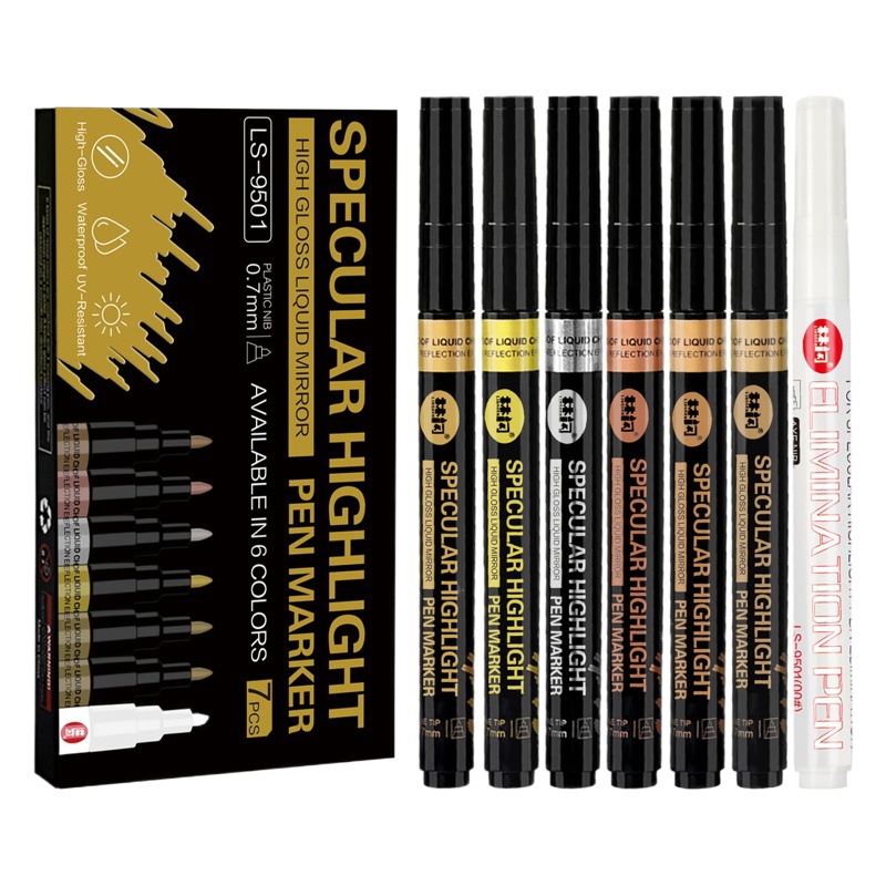 Mirror Chrome Marker Pen Metal Pen Paint Pen DIY Gundam Model Touch-Up Paint Silver Electroplating Pen Mirror Silver