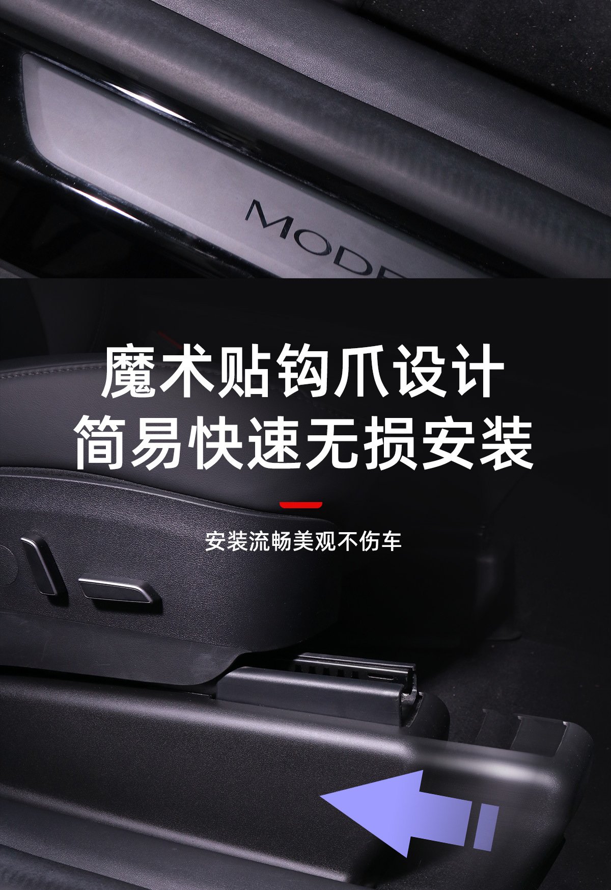 Suitable for Tesla's New Model Yl Seat Lower Rail Corner Protectors and Rear Seat Protectors, Complete Set of Felt Protection