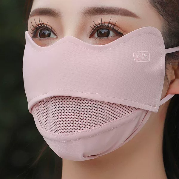New Ice Silk Sun Protection Mask for Women, Summer Large Face Uv Protection Breathable Outdoor Cycling Sunshade Mask with Mesh Breathable Design
