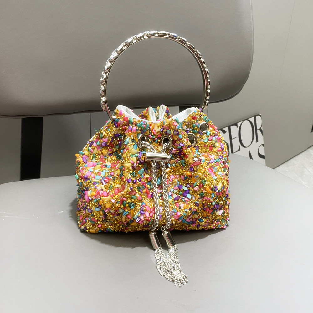 487g Weight String Closure Type Top Handle Strap Type Bucket Bag Bags Type Holiday, Shopping Occasion Polyester Material Solid Color Pattern All Seasons Season Women's Gender Streetwear Style Bucket Shape Medium Size Women's Medium Polyester Solid Color Streetwear Bucket String Bucket Bag 10