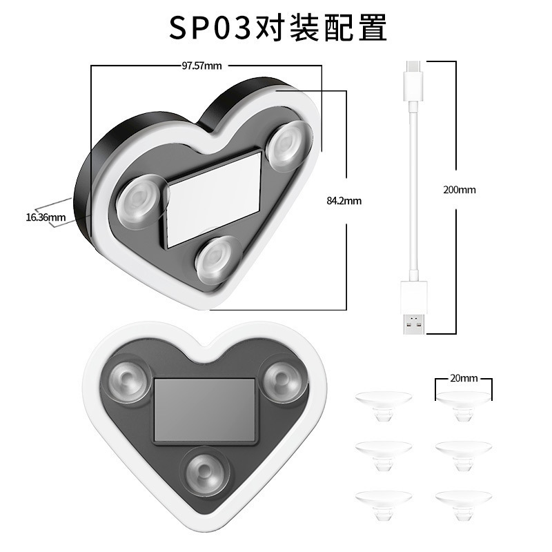 跨境汽车太阳能三角车窗桃心氛围灯车内装饰爱心气氛灯心形霓虹灯|undefined