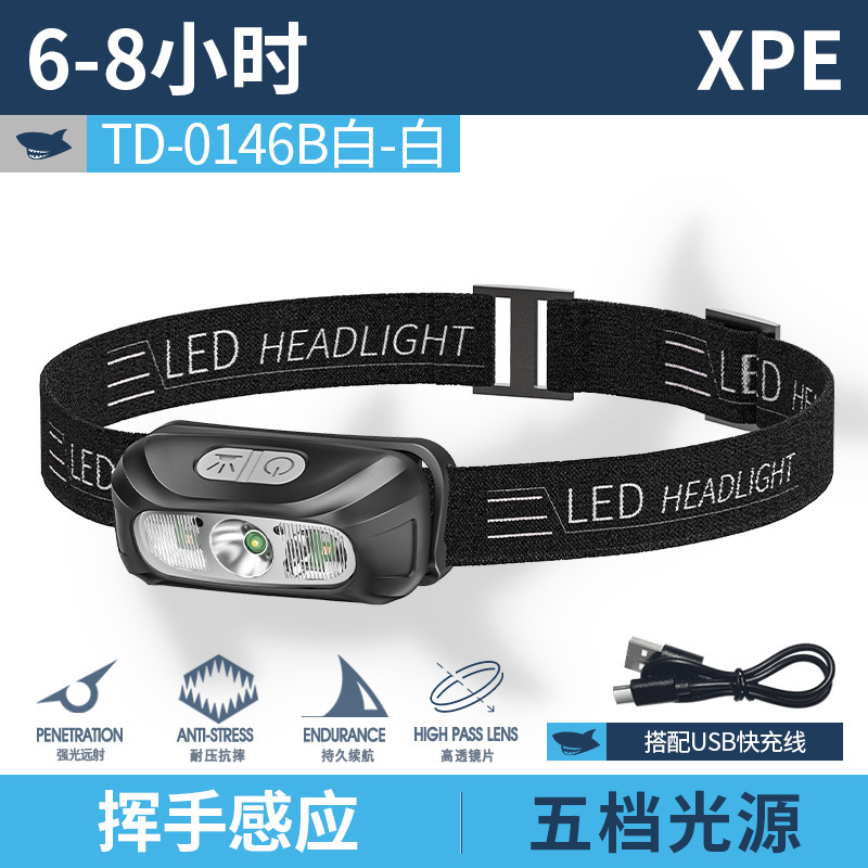迷你便携头戴灯户外夜钓巡逻头戴灯USB充电随身ABS头灯挥手感应|undefined
