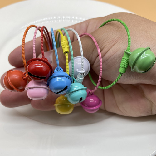Candy-colored bell keychain, colorful baked enamel steel ring, student schoolbag pendant, gift doll ornament, handmade