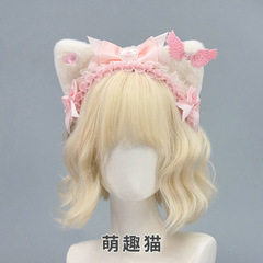 サブカルチャー ダーク ゴシック スタイル KC ヘッドドレス ロリータ リボン ヘッドバンド 二次元猫耳ヘッドバンド