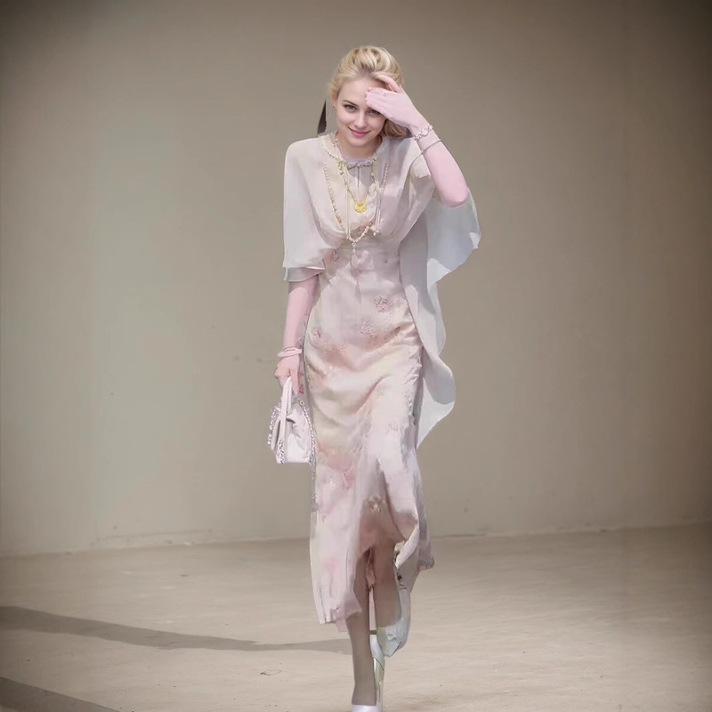 2025 new waist dovetail shawl national style hip skirt cross-border thin waist pink embroidered temperament sexy dress 2025 new waist dovetail shawl national style hip skirt cross-border thin waist pink embroidered temperament sexy dress