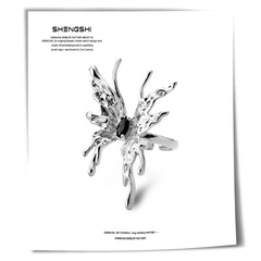 韓版ins小眾設計生化蝴蝶不掉色個性甜酷風高級感開口戒指女飾品