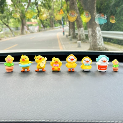 Car, Car ornaments - raincoat-duck-6-pieces-yellow-large-and-small-flower-pots