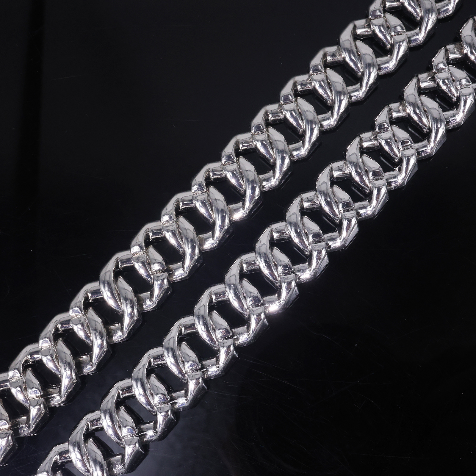 Diamond Cuban Chain Necklace Three Row Spring Hip Hop For Men_voghion.com
