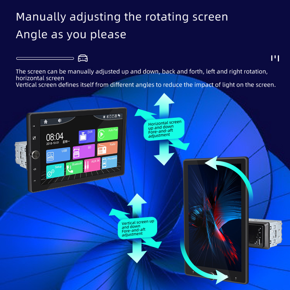 10.4inch Carplay Single Stick Mp5 Player 360 Rotation Capacitive Touch Screen Car Bluetooth Radio 12V