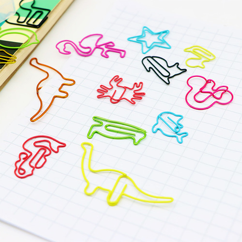 New colored paper clips, cute cartoon shaped paper clips, creative and thickened metal bookmarks