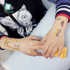 跨境貨源防水兒童紋身貼 卡通汽車挖掘機消防車兒童交通紋身貼紙