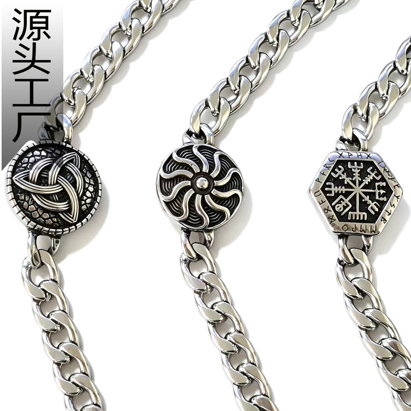 Foreign Trade Personalized Celtic Sun Flower God Bracelet Men's Stainless Steel Viking Retro Hand Jewelry Wholesale