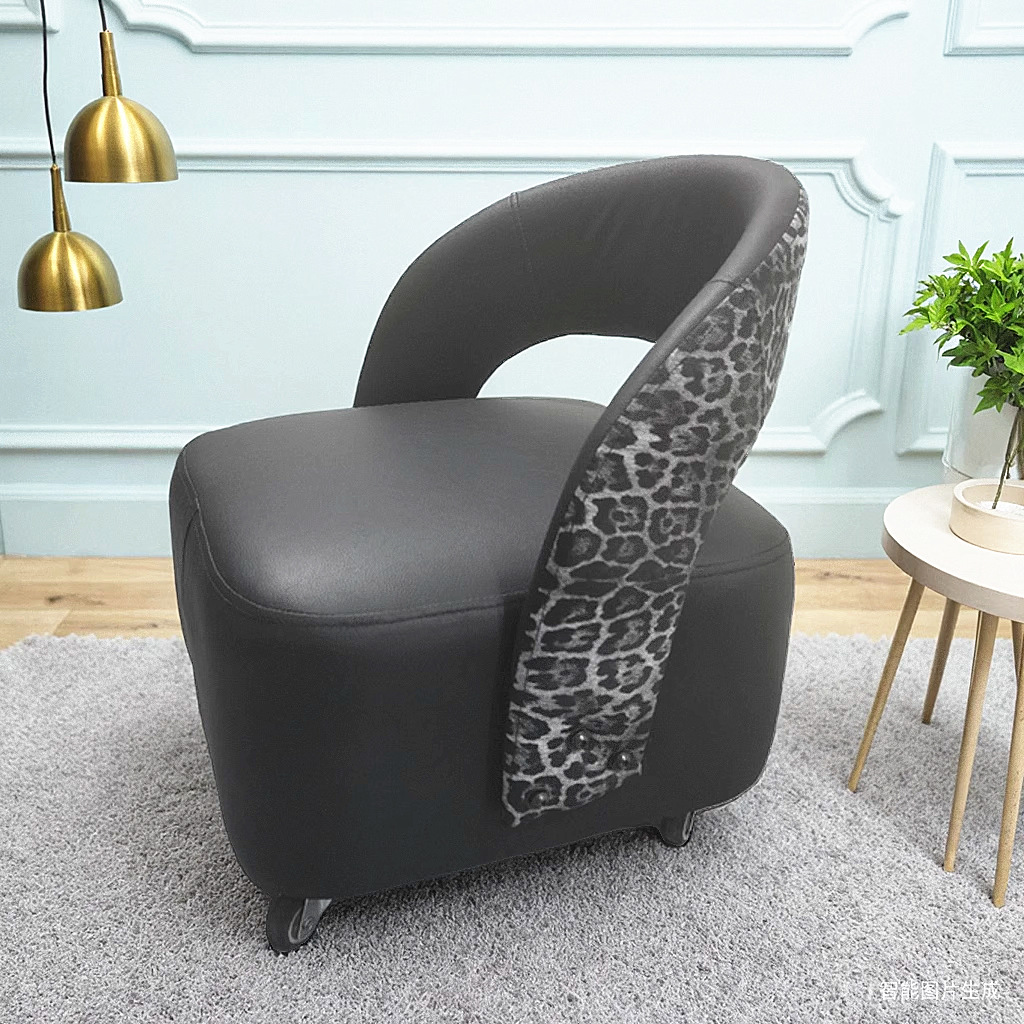 【seat height 25*40*40】black cat scratch resistant leatherette + silent casters