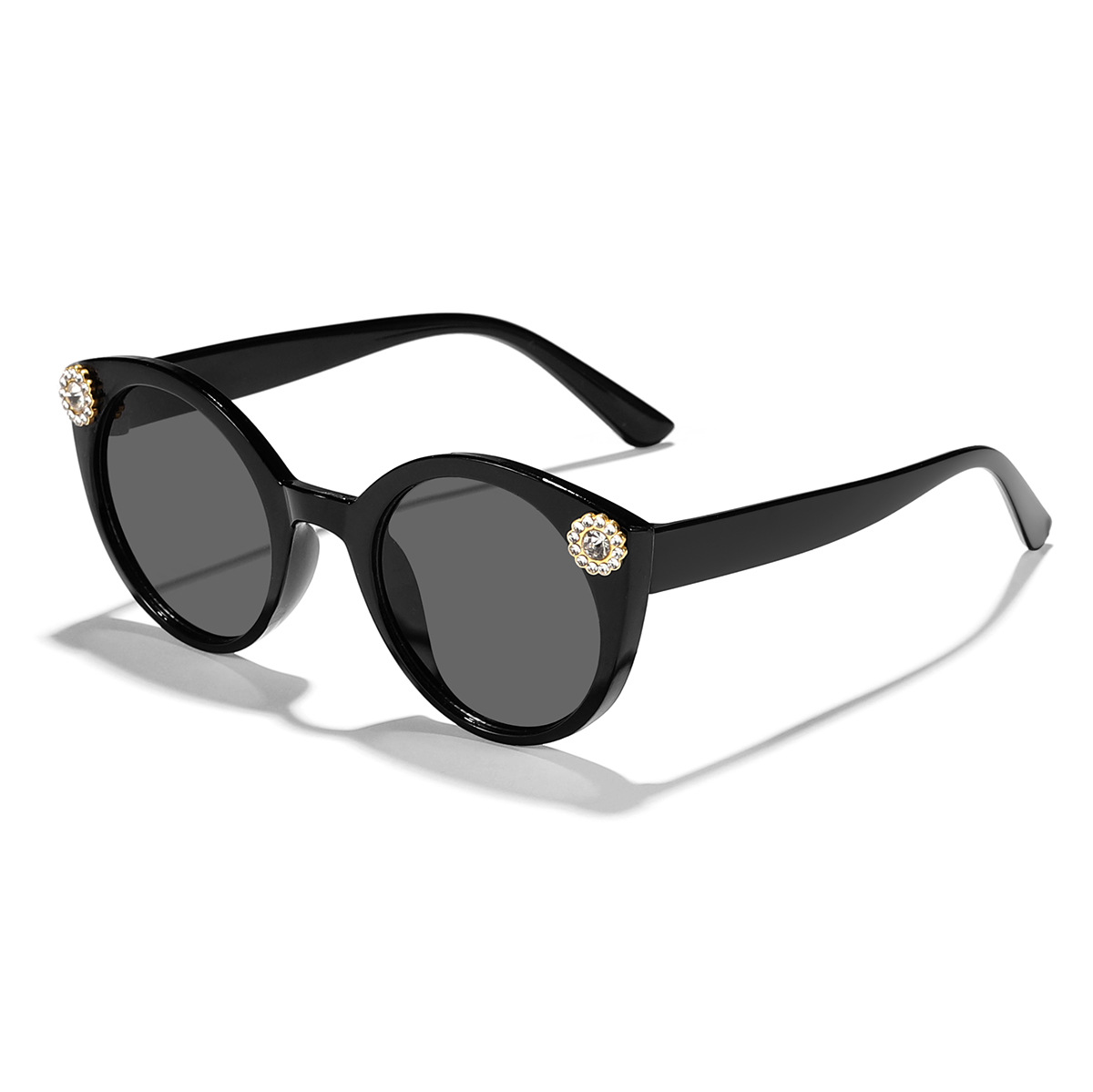 Gafas de sol de color caramelo con marco redondo de diamantes transfronterizos para niños Gafas de sol de tiro callejero de moda para niños y niñas Sunglasses