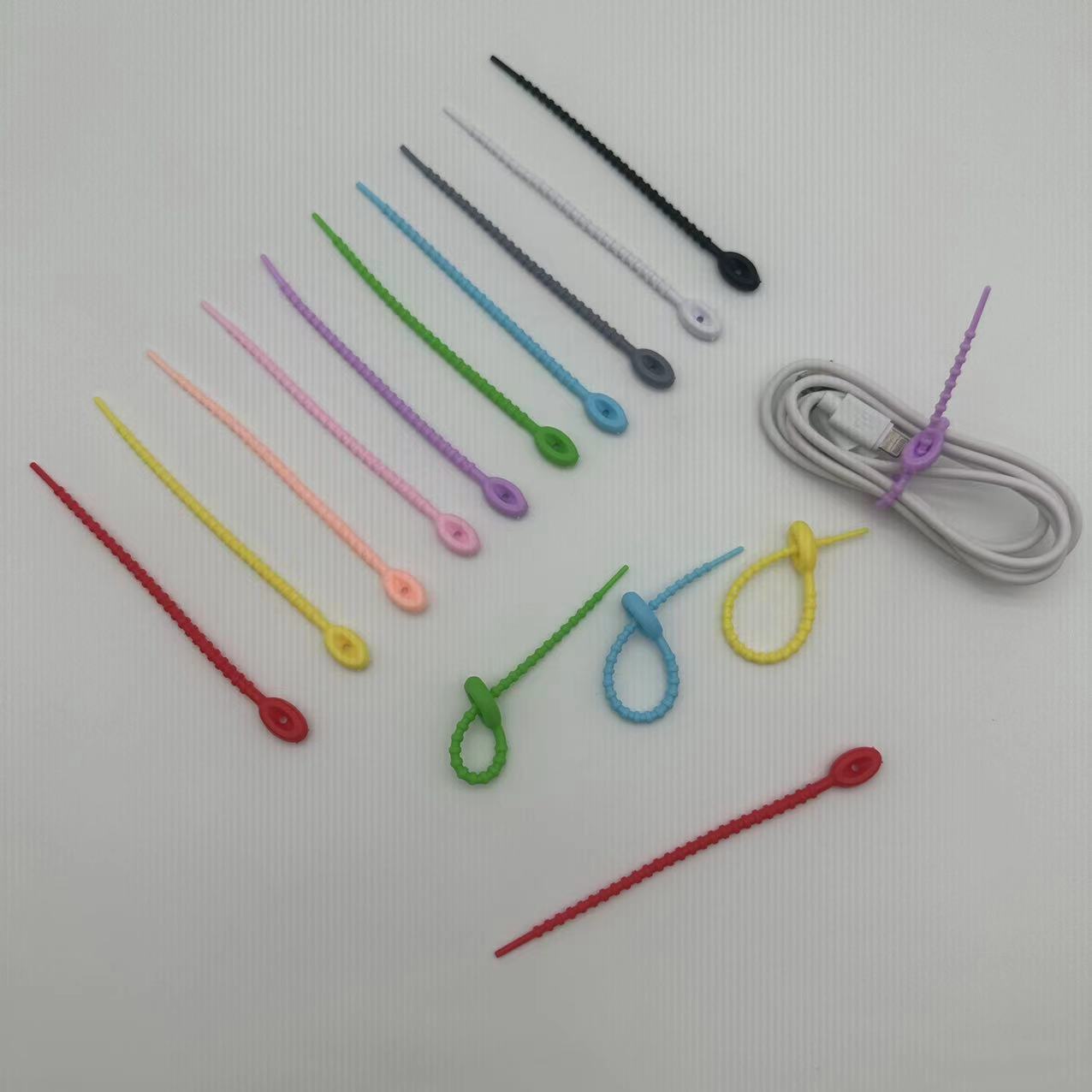 12CM彩色软胶蝌蚪扎带数据线收纳带潮流挂件饰品包包盲盒挂绳厂家