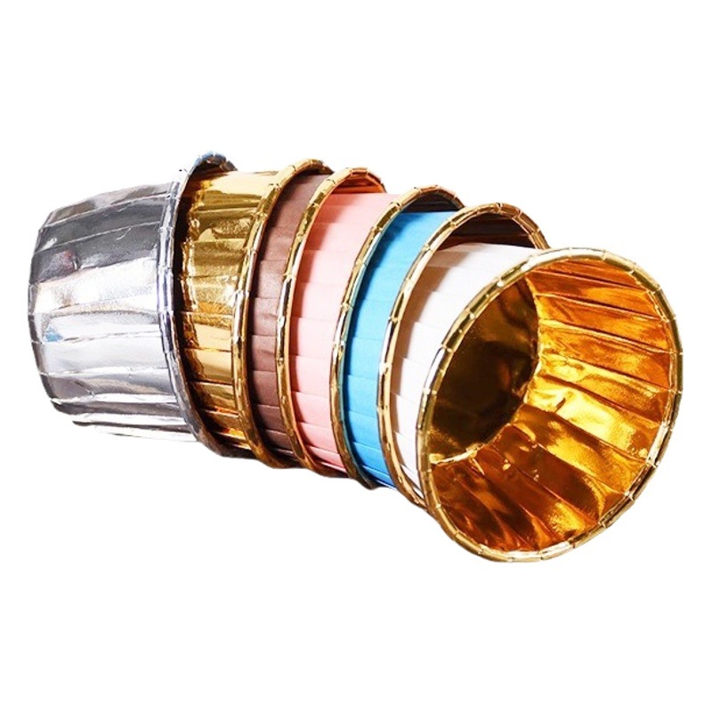 Gran taza de curling engrosada de oro y plata de la torta taza de papel taza recubierta muffin herramientas para hornear taza de muffin a prueba de aceite resistente a altas temperaturas