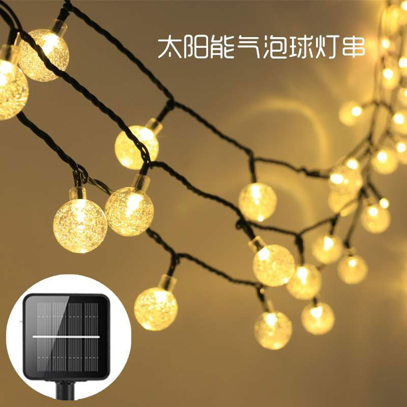 戶外防水太陽能球泡燈串我50LED 庭院花園露營氛圍裝飾氣泡球燈