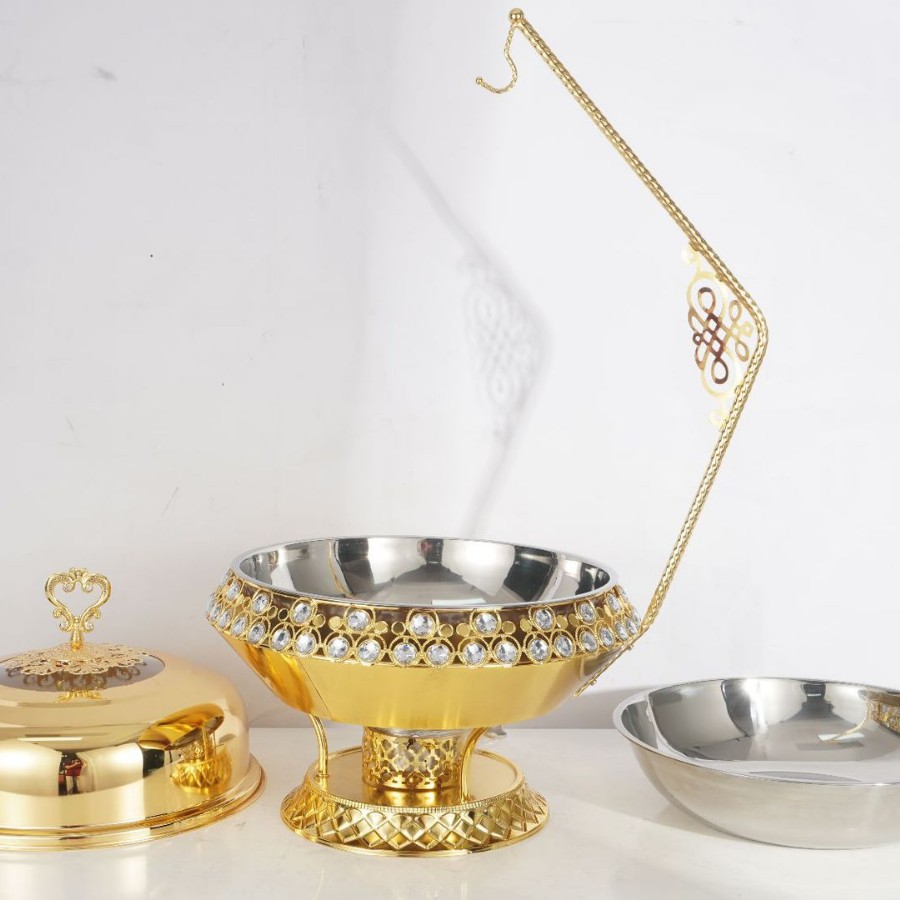 Hanging Chafing Dish餐炉酒店餐厅金色豪华镶钻吊钩不锈钢自助