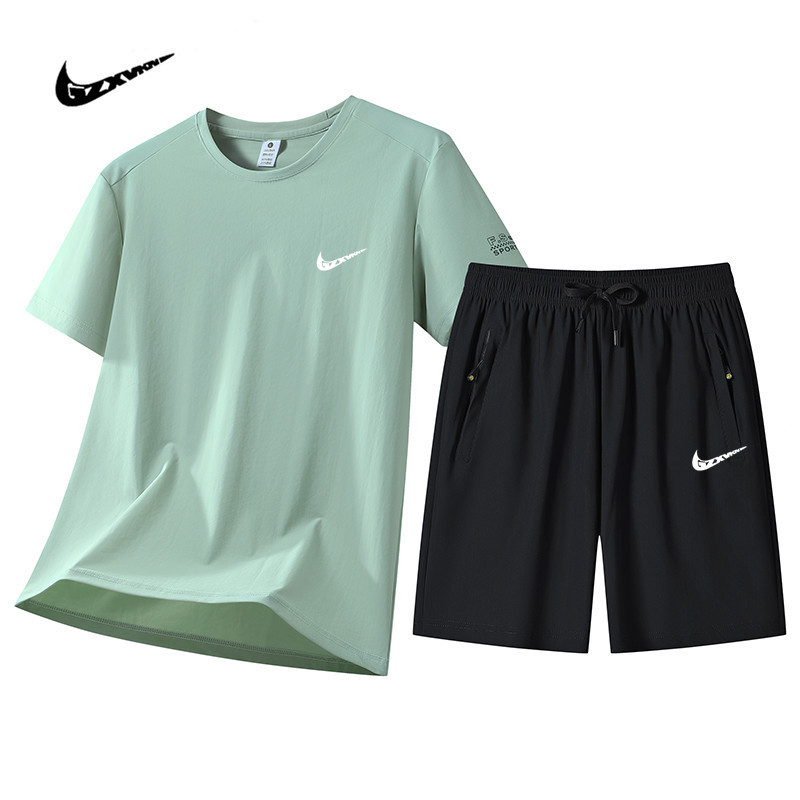Men's Summer New Style Ice Silk Quick-Drying Round-Neck T-Shirt Short-Sleeved Shorts Casual Sports Running Two-Piece Set Men's Clothing Men's Summer New Style Ice Silk Quick-Drying Round-Neck T-Shirt Short-Sleeved Shorts Casual Sports Running Two-Piece Set Men's Clothing