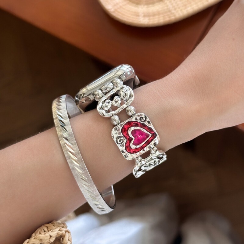 Yk Cute Sweetheart Enamel Dopamine Metal Watch Band Compatible with Apple iWatch Series 11/10/9/8/7