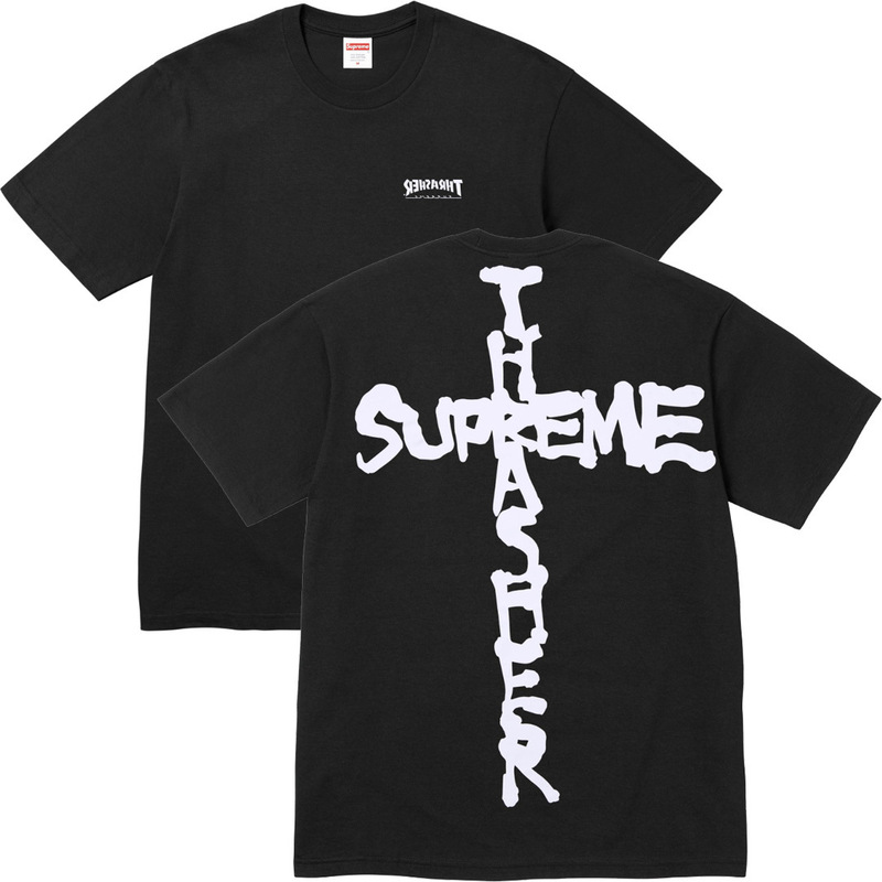 ヨーロッパとアメリカのトレンディなブランド 270 グラム純綿ストリート Sup レタールーズ半袖 Tシャツ男性と女性のクラシックプリントジョイント Tシャツ夏|undefined