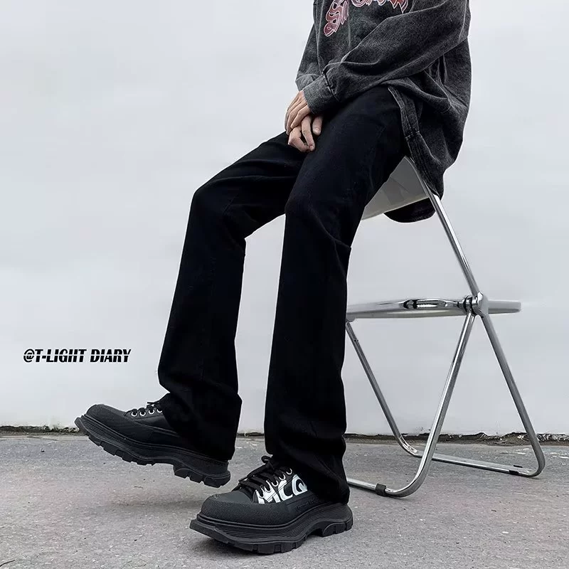 Черные брюки, джинсы, американский стиль, slim fit, свободный прямой крой, осень
