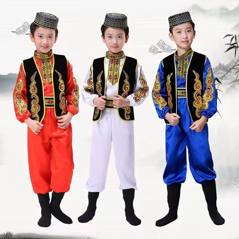 Синьцзянская танцевальная одежда Мужское взрослое этническое меньшинство уйгурское народное этническое этническое казахское платье с длинными рукавами