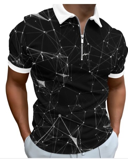 2023 Comercio exterior nuevo Amazon Transfronteriza Popular Impresión digital a rayas de manga corta camisa polo de solapa camisa de Paul