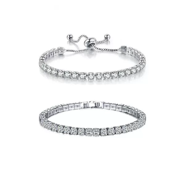 European and American Cross-Border Fashion 4mm Zircon Bracelet with Adjustable Length Combination Chain Set Tennis Chain