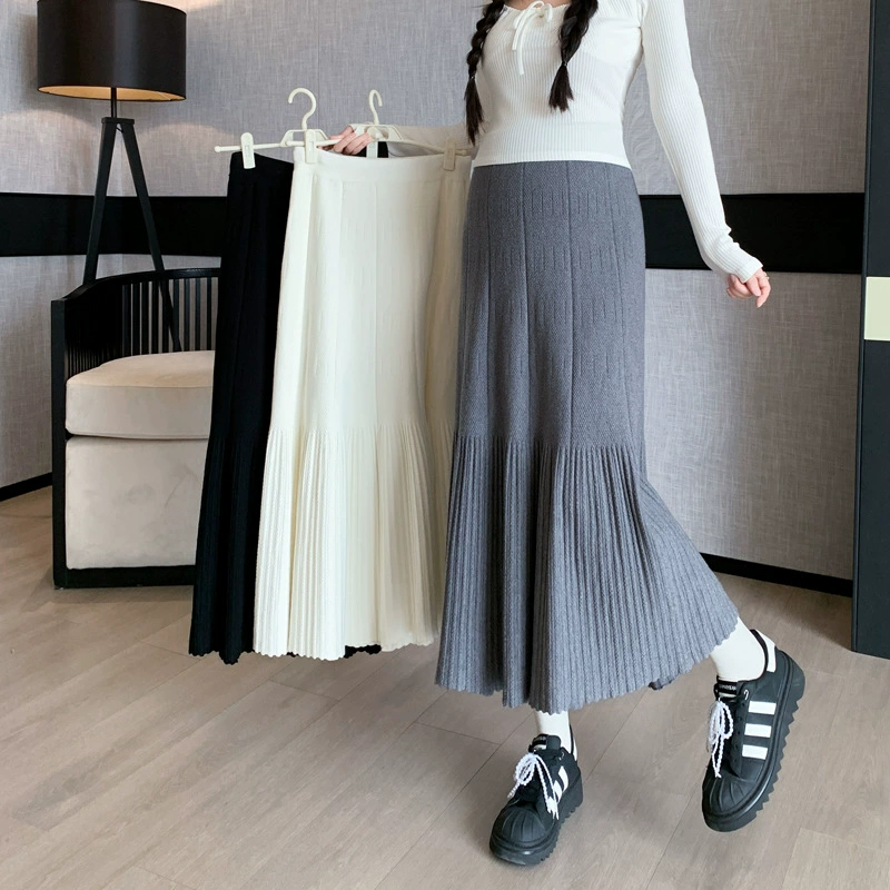 Юбка для беременных осенью и зимой новая корейская версия трикотажной юбки с высокой талией