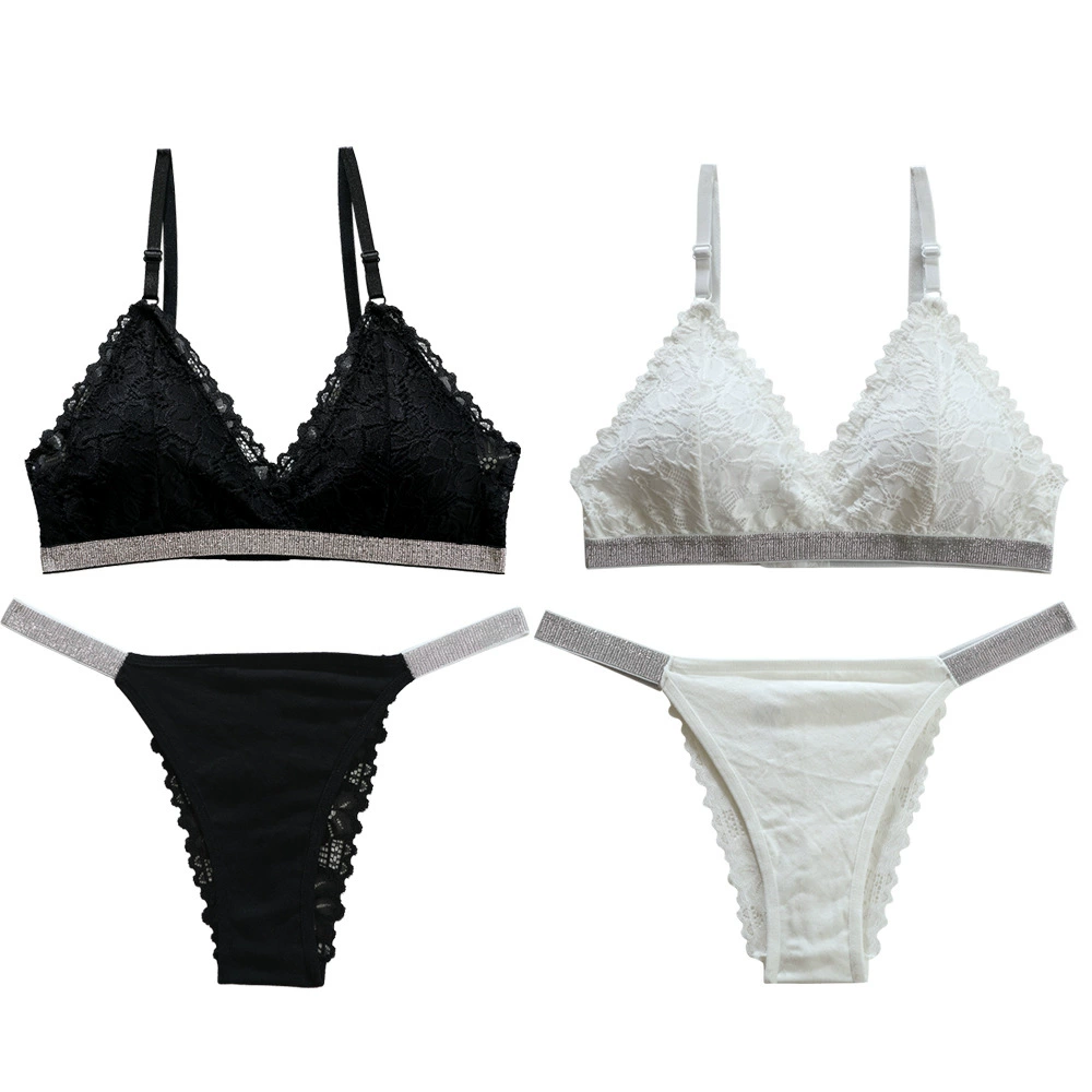 Комплект бюстгальтер Triangle Wireless Bra, женщины, французский стиль кружево, легкий и тонкий, размеры 70ABC–80ABC