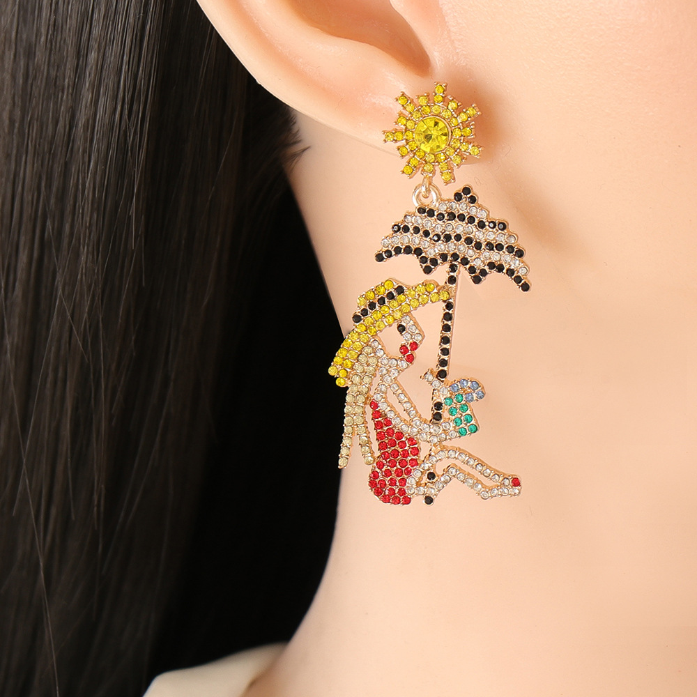 Fashion Alloy Diamond-studded Acrylic Earrings Wholesale display picture 2