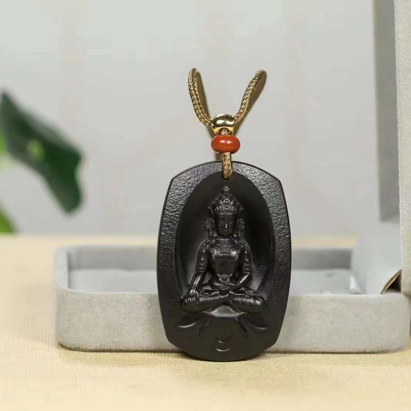 玉器工艺品天然新疆和田玉青玉 特级细料五方佛之东方不动佛吊坠