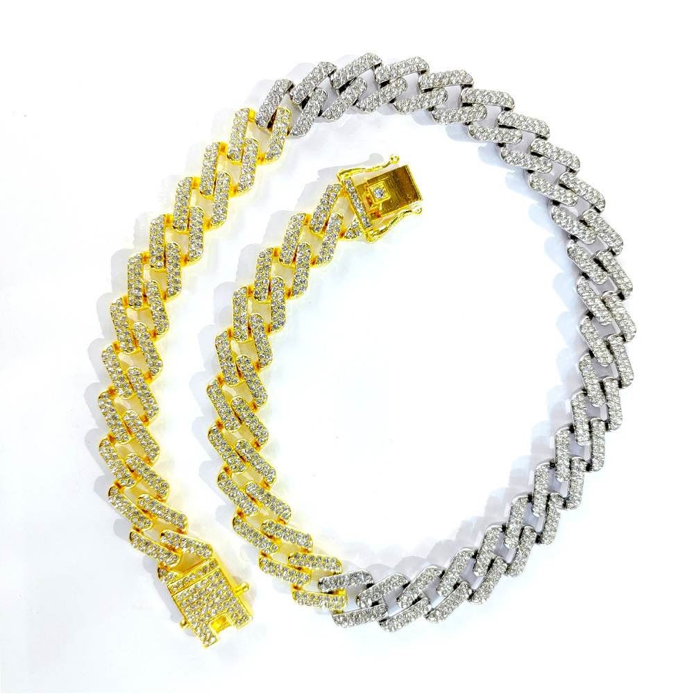 Hot selling 15mm diamond necklace with personalized design for men and women's hip-hop Cuban bracelet_voghion.com