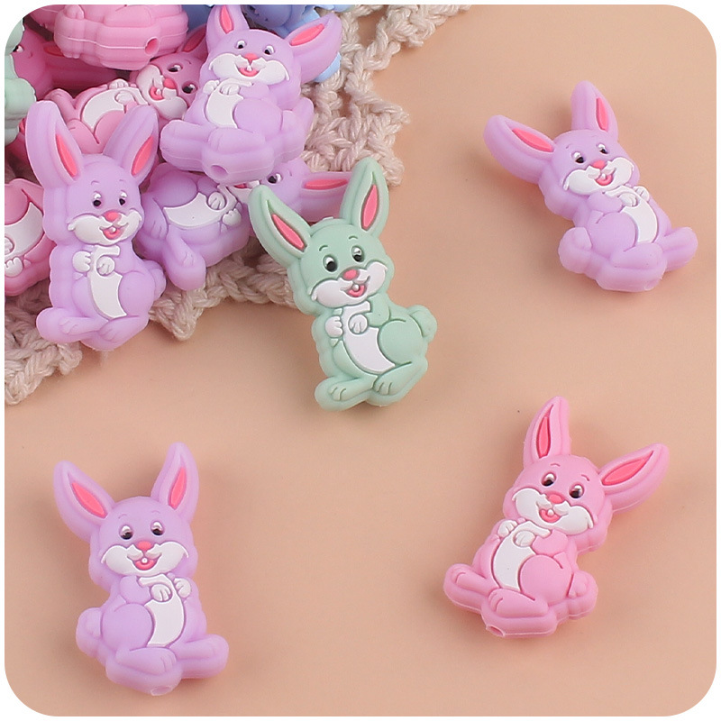 Nuevo bebé suministros conejo de dibujos animados cuentas silicona lindo creativo chupete cadena pulsera juguete mordedor Accesorios